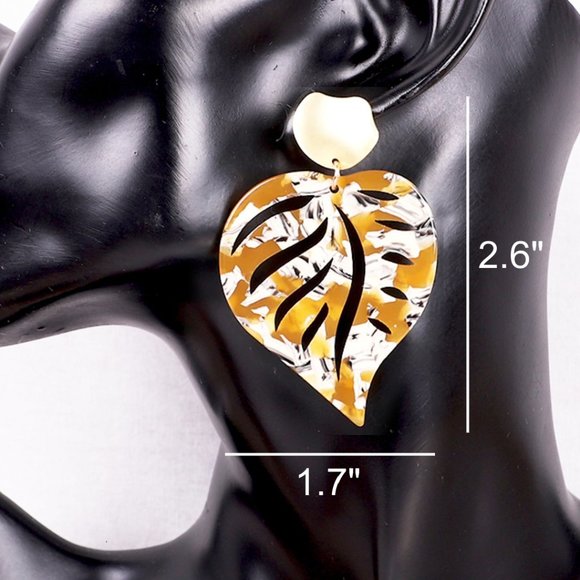 💎 Multicolor Acrylic Leaf Drop Earrings - Picture 5 of 5